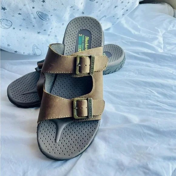 Skechers Reggae Jammin Outdoor Lifestyle Women Size 10 Brown Buckle Sandals - Picture 3 of 7